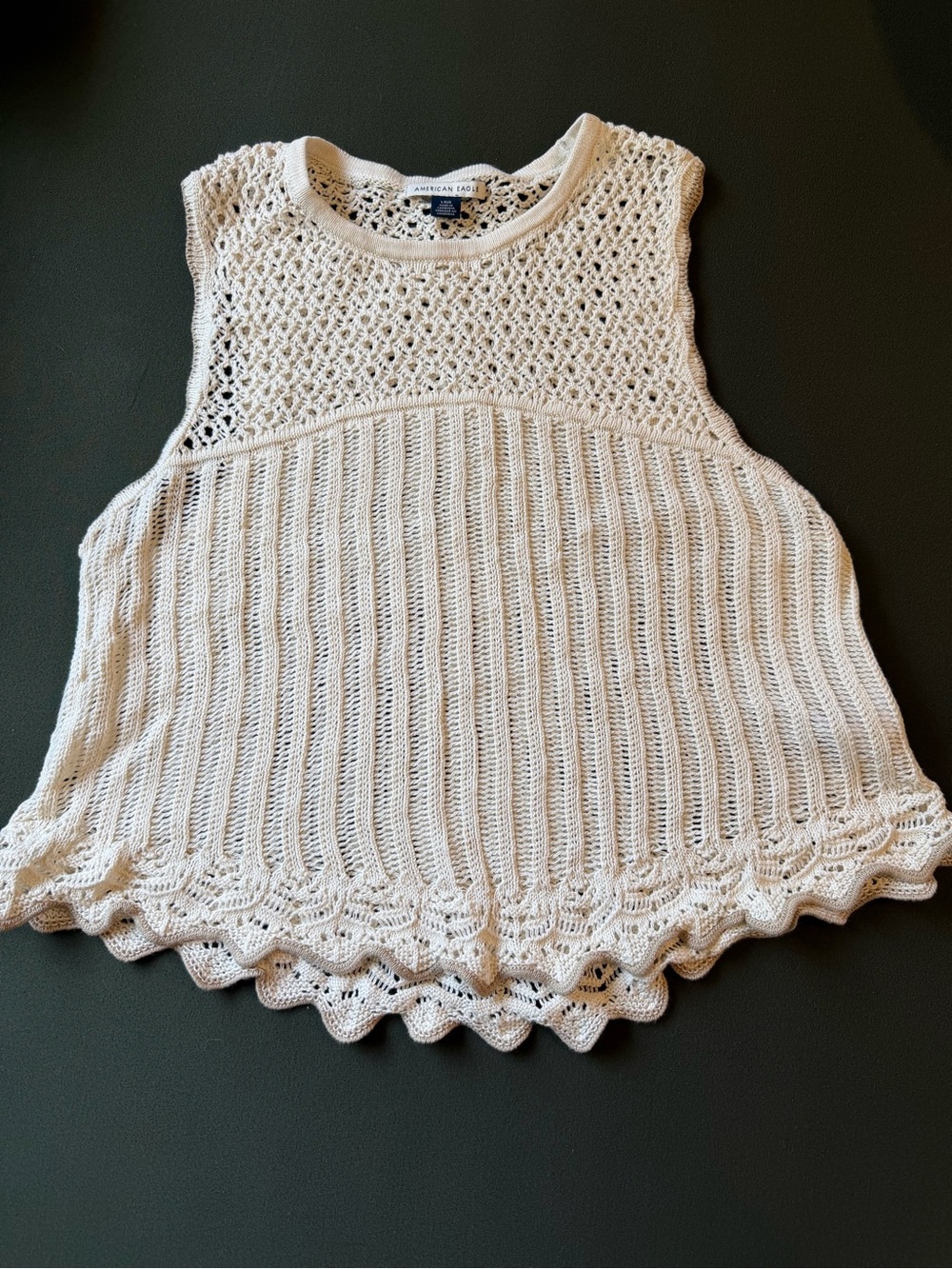 American Eagle Outfitters Cream Crochet Knit Tank
